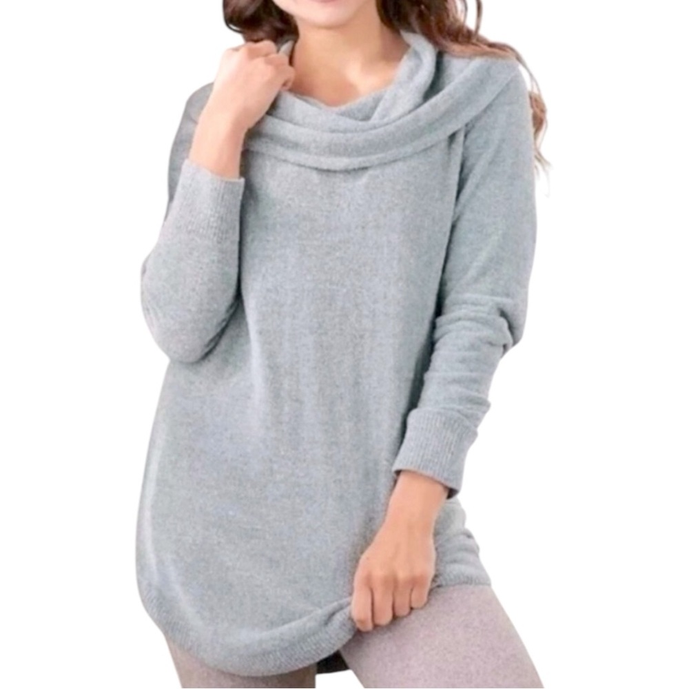 Barefoot Dreams Cozy Chic Ultra Lite Faded Jade Coastal Cowl Neck Tunic Sweater